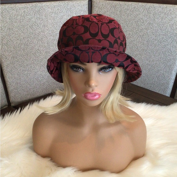 Coach Red and Black Patterned Bucket Authentic Hat - Picture 4 of 6